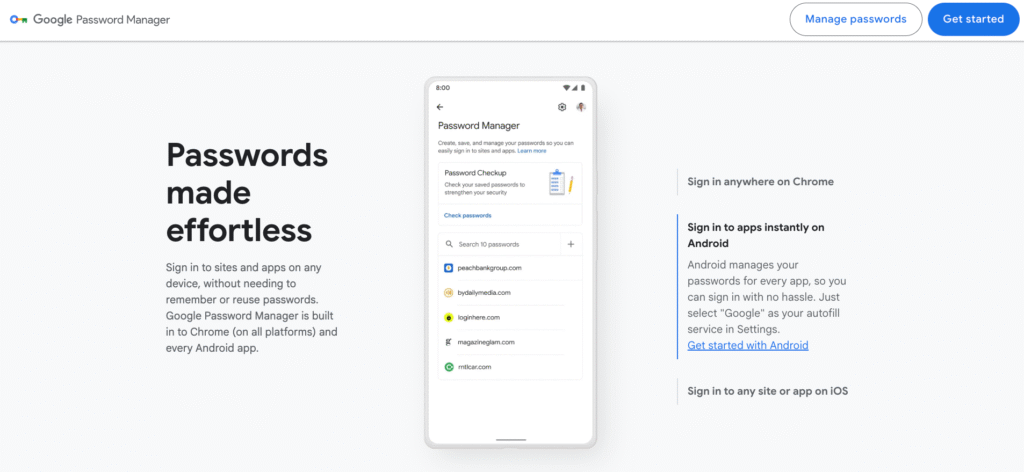 google password manager